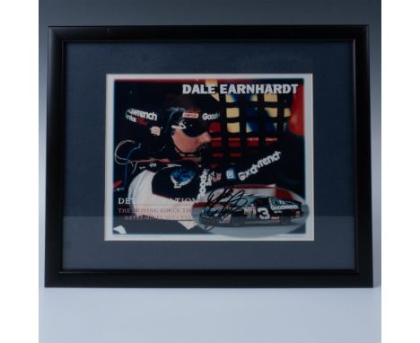 This is a great photo of Dale Earnhardt Sr. in the car, with an image of the entire car superimposed in the bottom right corn