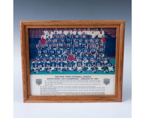 This is a full color picture of the 1990 New York Football Giants Super Bowl XXV Champions of January 27, 1991. The roster of
