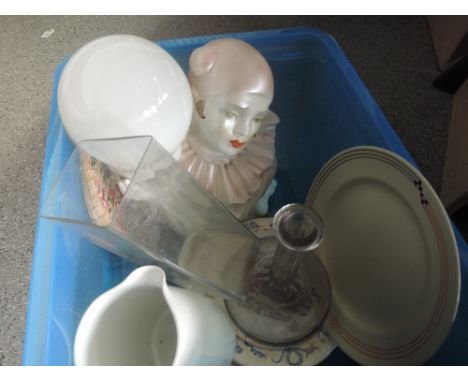 A box of miscellaneous including clown lamp