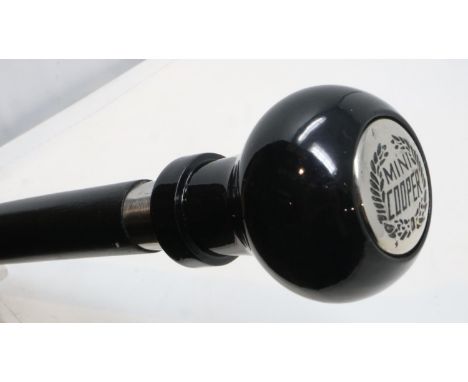 Walking stick with Mini Cooper gear knob grip, L: 90 cm. UK P&amp;P Group 2 (£20+VAT for the first lot and £4+VAT for subsequ