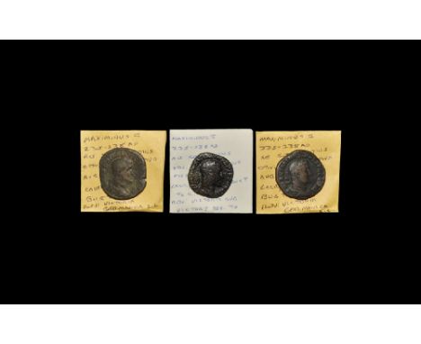 3rd century AD. Group comprising: sestertii of Maximinus I (3); Victoria Germanica (2) and Victory reverses. 62.51 grams tota