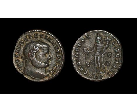 300-301 AD. Antioch mint. Obv: IMP C DIOCLETIANVS P F AVG legend with laureate bust right. Rev: GENIO POPV - LI ROMANI legend