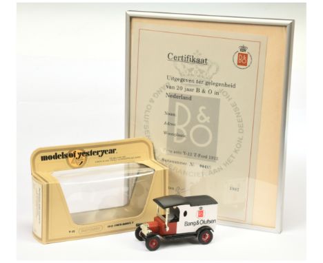 Matchbox Models of Yesteryear Y12 Ford Model T Van Code 2 Issue "Bang &amp; Olufsen" - white body with dull red bonnet and do