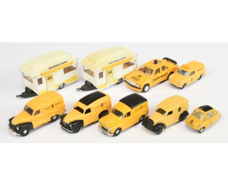 A mixed group of AA related Models &amp; Code 3 Converted including Dinky MIni Van, Corgi Heinkel, 2 x Corgi "AA Information"