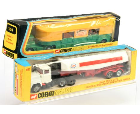 Corgi Pair of 1970's Issue Commercial Vehicles - (1) 1104 Bedford TK Articulated Horse Transporter - complete with 4 x horses
