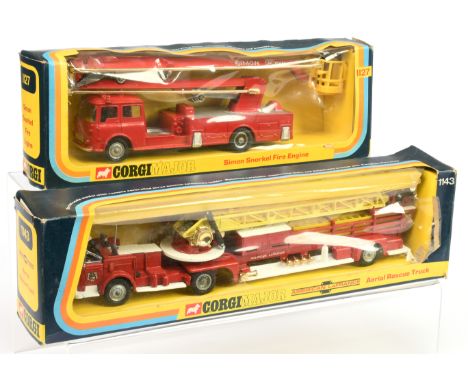 Corgi Pair of 1970's Issue Fire Engines - both with cast hubs &amp; complete with all original Firemen figures - (1_ 1127 Bed