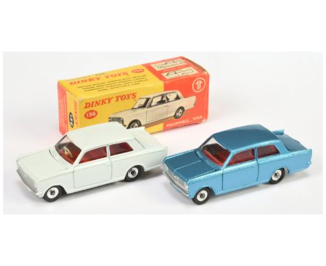 Dinky Pair of 136 Vauxhall Viva - (1) white body, red interior, ivory steering wheel, chrome spun hubs, matt black base - Exc