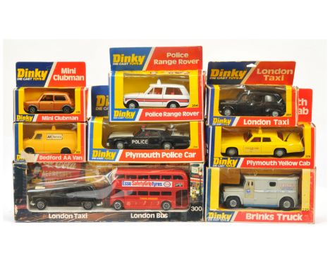 Dinky Group of Police Cars &amp; Taxies - to include (1) 178 Mini Clubman; (2) 244 Plymouth Police Car; (3) 412 Bedford AA Va