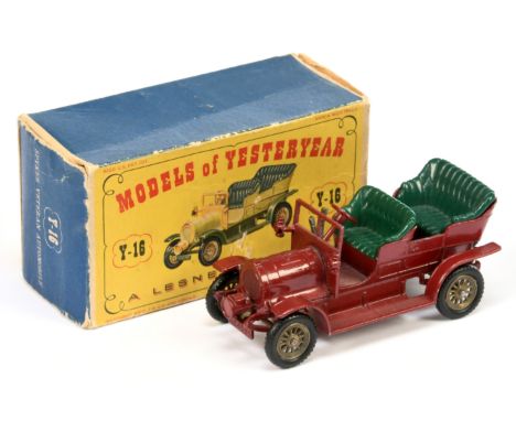 Matchbox Models of Yesteryear Y16 1904 Spyker Tourer - rare maroon body without gold trim, dark green seats, brass 12-spoke w