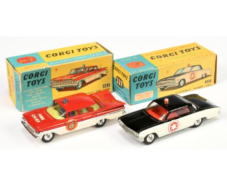 Corgi Pair of American Emergency Service Vehicles - both with spun hubs - (1) 237 Oldsmobile Super 88 County Sheriff Car - bl