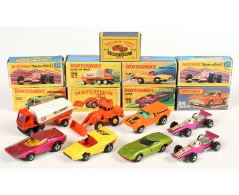 Matchbox mixed group to include Regular Wheels 30a Ford Prefect empty box, 69b Hatra Tractor Shovel - orange, yellow hubs, Su