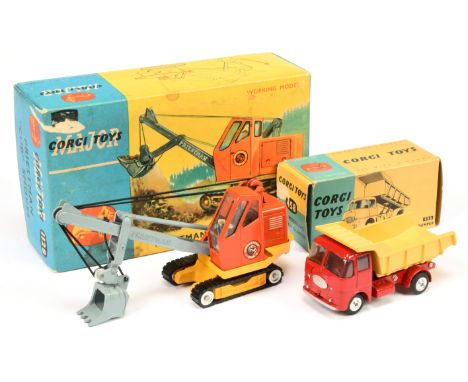 Corgi Pair of 1960's Issue Construction Vehicles - (1) 458 ERF 64G Tipper Truck with spun hubs - Excellent Plus (tipper body 