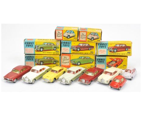 Corgi Group of 1960's issue Cars - Including (1) 218 Aston Martin D.B.4; (2) 2 x Bentley Continental sports Saloon; (3) 2 x M