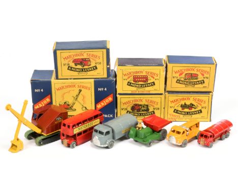 Matchbox Regular Wheels Group of Commercial Vehicles - all with metal wheels - (1) 2b Site Dumper; (2) 5b London Bus "Buy Mat