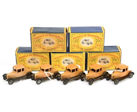 Matchbox Models of Yesteryear Y8 1926 Morris Cowley Bullnose group (1) tan body, dark brown chassis, gold painted trim and ra