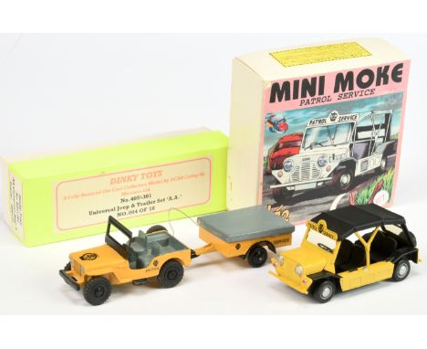 Mixed pair of AA Models (1) Hitoshi Yokata TVC15 1/32nd scale Mini Moke - AA Patrol Service with original card box (2) DCAR D