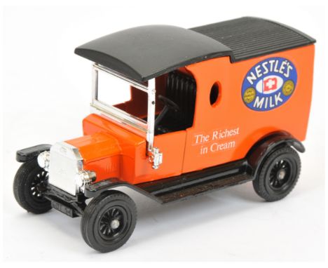 Matchbox Models of Yesteryear Y12 Ford Model T Van - "Nestles Milk" colour trial - orange body, black roof and chassis, cast 