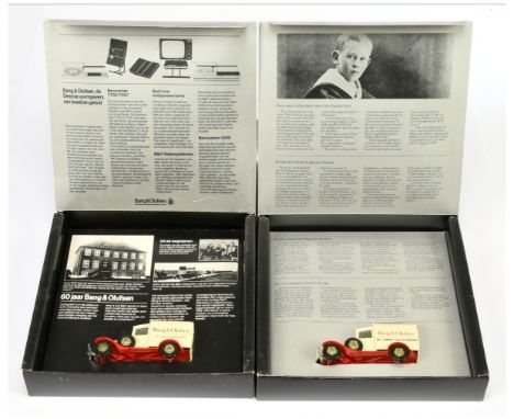 Matchbox Models of Yesteryear promotional Code 2 issues pair of Y22 Ford Model A Van "Bang &amp; Olufsen" (1) cream body, red