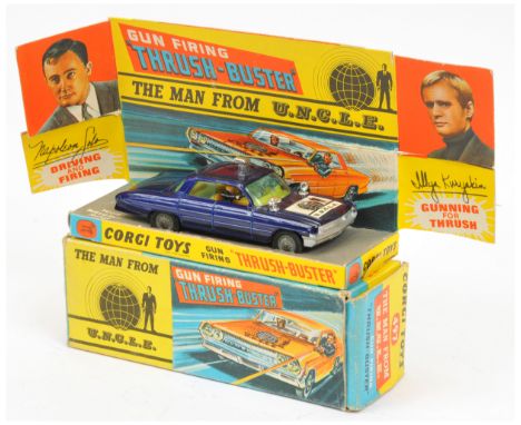 Corgi 497 The Man from UNCLE" Gun Firing Thrush-buster - metallic blue body, yellow interior, fitted with plastic spotlights.