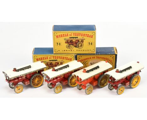 Matchbox Models of Yesteryear Y9 1924 Fowler "Big Lion" Showmans Engine group - 3 X bright red body, white roof, one with sil