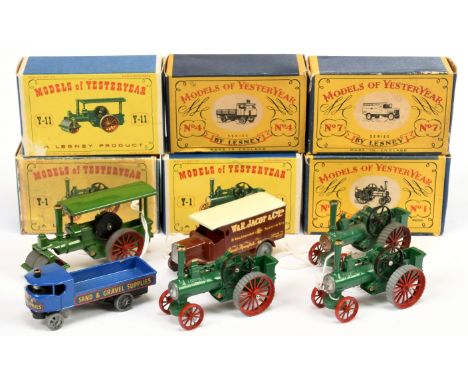 Matchbox Models of Yesteryear Y1 Alchin Traction Engine group (1)- copper boiler door, dark red wheels with crimped axles, ba