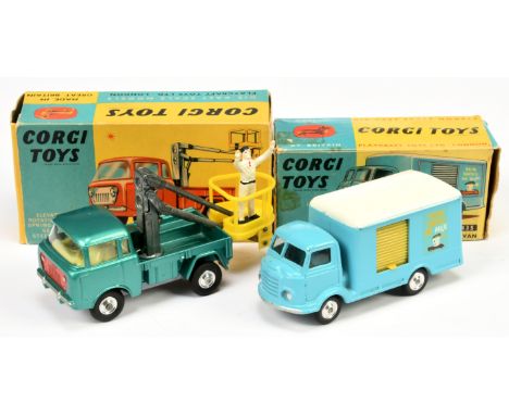 Corgi pair of 1960's Issue Commercial Vehicles - both with spun hubs - (1) 435 Karrier Bantam Dairy Produce Van "Drive Safely