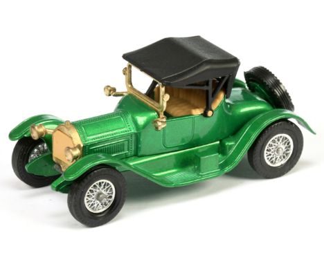 Matchbox Models of Yesteryear Y6 1913 Cadillac colour trial model - metallic green body &amp; chassis, textured black hood, c