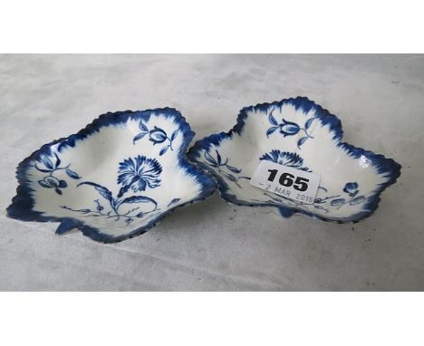 Two 18th century Worcester blue and white Gilly Flower pattern pickle dish, one A/F, crescent mark to base