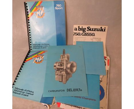 A selection of vintage manuals to include Dellorto, 750 Sport Motorbike Engines