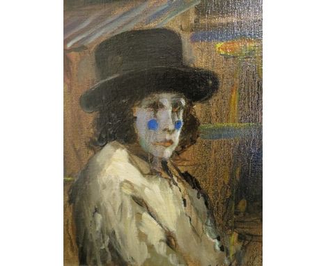 Jasper Lawrence - oil, portrait of a clown, 9 x 12