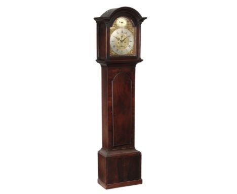 A George III mahogany eight-day longcase clock, late 18th century, the five pillar rack and bell striking movement with 12 in