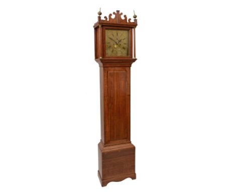 A George III oak eight-day longcase clock, late 18th century, the four pillar rack and bell striking movement with 12 inch sq