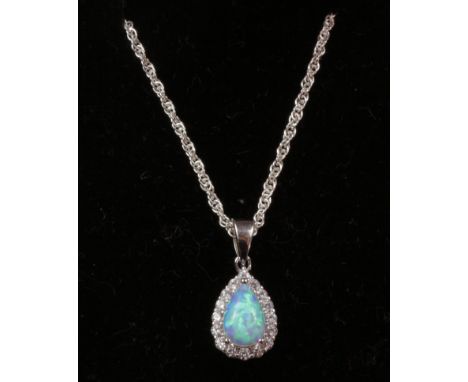 Opal dress pendant  fancy chain necklace stamped 925   Condition Report   Click here for further images, condition, auction t