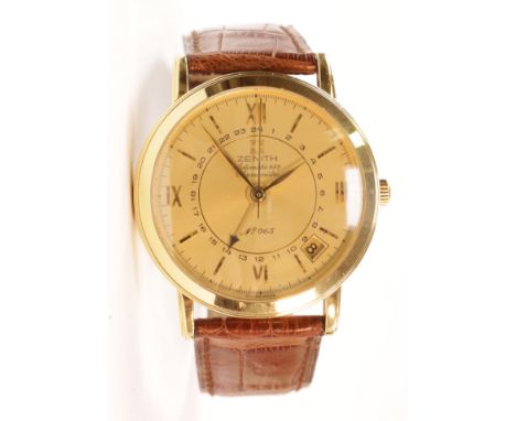 Zenith limited edition 18k automatic 672 chronometre wristwatch no 65/250 1995 with Zenith crocodile strap, optional glass ba