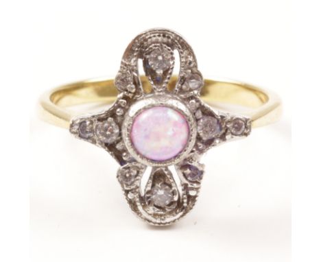 Opal gold-plated dress ring stamped sil   Condition Report   Click here for further images, condition, auction times & delive