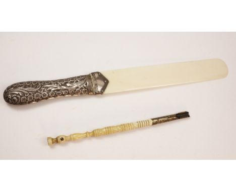 Stanhope bone fountain pen and Victorian silver page turner 1897   Condition Report   Click here for further images, conditio