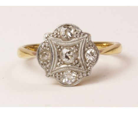 Art Deco diamond ring stamped 18ct plat   Condition Report   Click here for further images, condition, auction times & delive