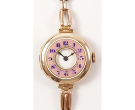 Ladies early 20th century rose gold and enamel wristwatch 9ct London import marks approx 21gm   Condition Report   Click here
