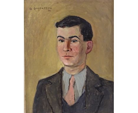 B Robertson, oil on canvas, portrait of a man, signed and dated 1938, 20" x 16", framed