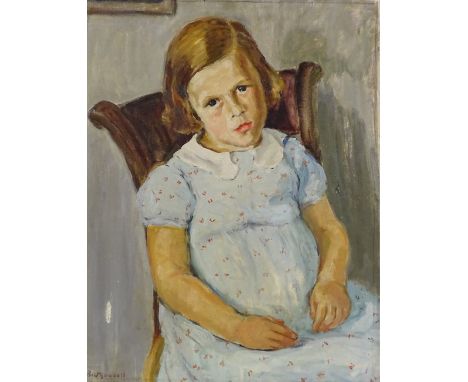 Bert Goodall, oil on canvas, portrait of a young girl, 26" x 20", unframed
