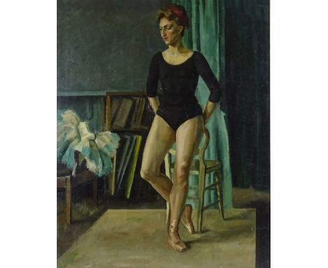 Mid-20th century oil on canvas, portrait of a ballet dancer, unsigned, 30" x 24", framed
