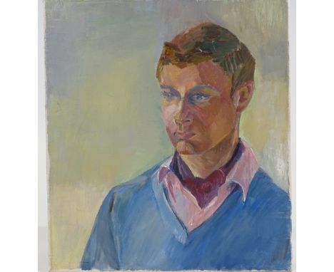 3 mid-20th century oils on canvas, portrait studies, unsigned, largest 20" x 16", unframed (3)