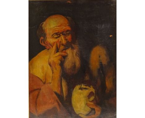 Oil on copper, Classical portrait of a man, unsigned, 16" x 11.5", framed