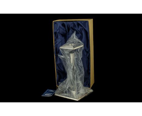 Carrs of Sheffield Silver Weighted Candle Stick, fully hallmarked.  Measures 9" high.  In original fitted satin lined box.