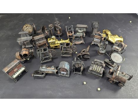 A Collection of Assorted Novelty Pencil Sharpeners to include gramophone, cash register, train, microscope, steam engine etc