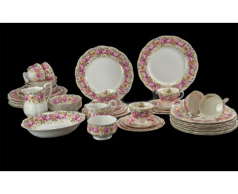Royal Albert 'Serena' No. 839329, comprising seven cups, saucers and side plates, six small bowls, 2 x 7" plates, 3 x 8" plat