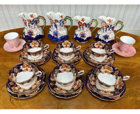 Royal Albert 'Heirloom' Pattern set of six cups, six saucers and six side plates.  Lovely design in Royal Blue and Gilt on wh
