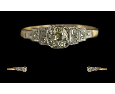 Edwardian Period 1902 - 1910 Diamond Set Ring, Marked 18ct to Interior of Shank, The Central Old Cut Diamonds with Tiny Tint 