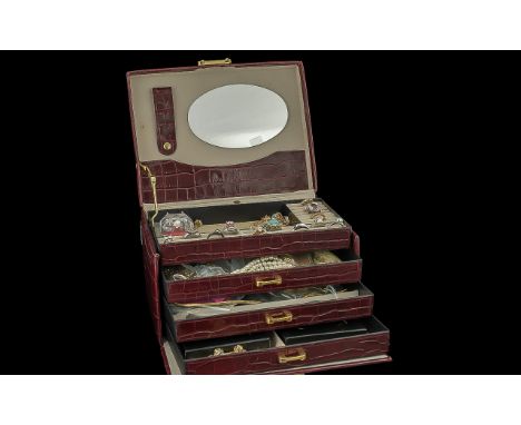 A Collection of Costume Jewellery including 9 ct gold housed in a modern jewellery box. To include 6 hallmarked gold dress ri