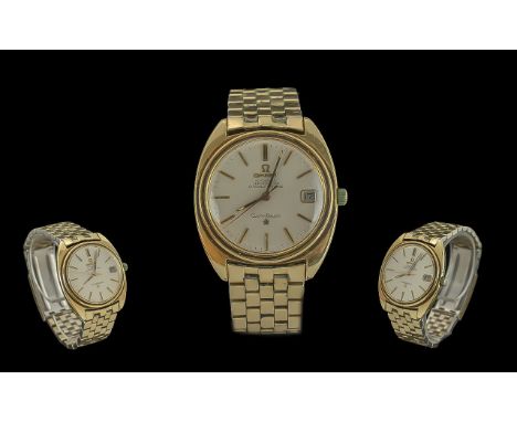 Omega Constellation Gents Gold on Steel Automatic Chronometer Wrist Watch. c.1970's. Features White Dial, Just - Date Display